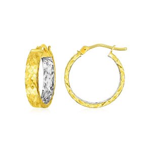 Unbranded 72255 14k Yellow Gold Wide Hoop Earrings With Diamond Cut Te