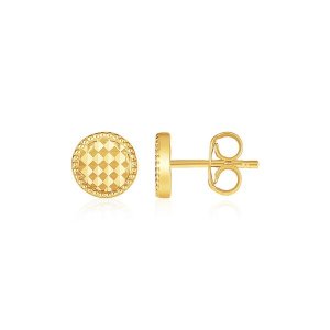 Unbranded 60677 14k Yellow Gold Textured Circle Post Earrings