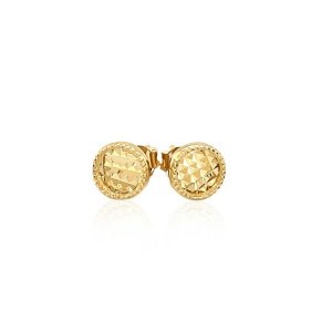 Unbranded 60677 14k Yellow Gold Textured Circle Post Earrings