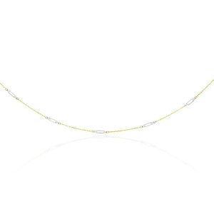 Unbranded 79076-20 14k Two-tone Gold Long Open Oval Station Chain Neck