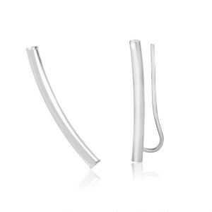 Unbranded 43083 14k White Gold Curved Tube Polished Earrings