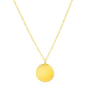 Unbranded 54479-18 14k Yellow Gold Round Tag Necklace Size: 18''