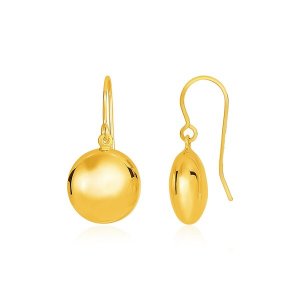 Unbranded 39413 14k Yellow Gold Puffed Circle Shape Drop Earrings