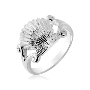 Unbranded 43308-8 Sterling Silver Textured Seashell Ring Size: 8