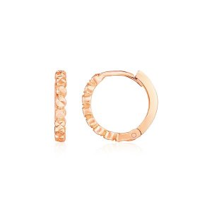 Unbranded 34974 14k Rose Gold Petite Textured Round Hoop Earrings