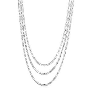 Unbranded 97368-16 Sterling Silver Three Strand Polished Link Necklace