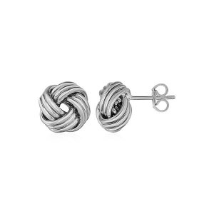 Unbranded 45300 Love Knot Post Earrings In 14k White Gold