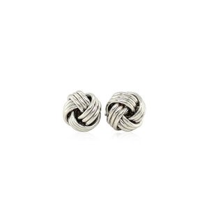 Unbranded 45300 Love Knot Post Earrings In 14k White Gold