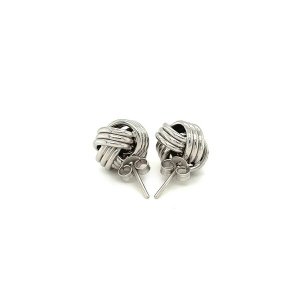 Unbranded 45300 Love Knot Post Earrings In 14k White Gold