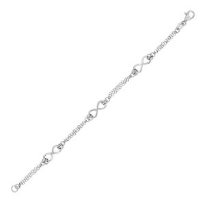 Unbranded 38034-7.25 Sterling Silver Chain Bracelet With Infinity Symb