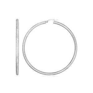 Unbranded 64860 Sterling Silver Large Hoop Earrings With Braid Texture