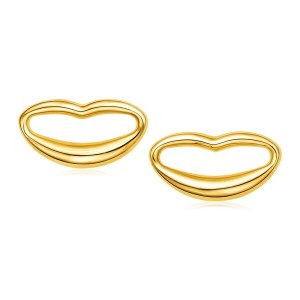 Unbranded 08184 14k Yellow Gold Lips Post Earrings