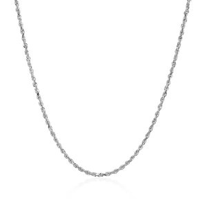 Unbranded 90092-16 10k White Gold Solid Diamond Cut Rope Chain 1.25mm 