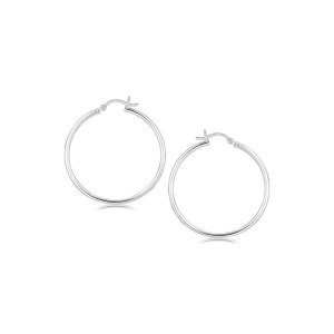 Unbranded 24464 Sterling Silver Rhodium Plated Thin And Polished Hoop 