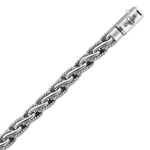 Unbranded 61039-8.5 Oxidized Sterling Silver Men's Chain Bracelet In A