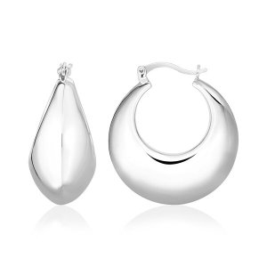 Unbranded 84766 Sterling Silver Polished Puffed Round Hoop Earrings