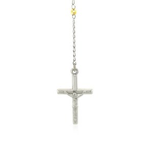 Unbranded 70693-26 Three Toned Rosary Chain And Bead Necklace In Sterl