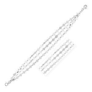 Unbranded 50408-7 Sterling Silver Three Strand Mirror Link Bracelet Si