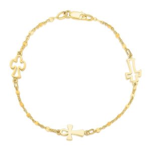 Unbranded 66001-7 14k Yellow Gold Symbolic Cross Bracelet Size: 7''