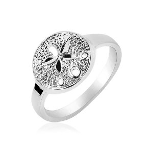 Unbranded 66707-7 Sterling Silver Textured Sand Dollar Ring Size: 7