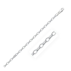 Unbranded 60503-18 3.2mm 14k White Gold Oval Rolo Chain Size: 18''