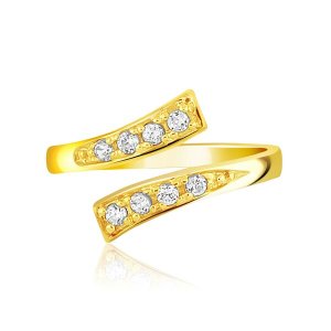 Unbranded 62670 14k Yellow Gold Contemporary Cubic Zirconia Accented T