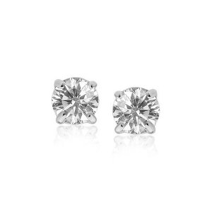 Unbranded 44686 Sterling Silver Stud Earrings With White Hue Faceted C