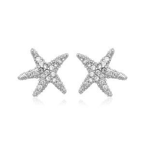 Unbranded 45696 Sterling Silver Petite Starfish Earrings With Cubic Zi