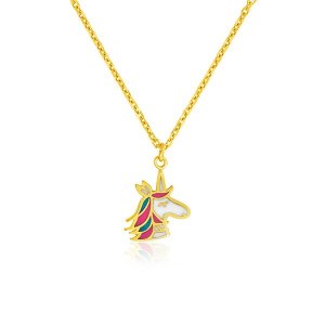 Unbranded 74400-14 14k Yellow Gold Childrens Necklace With Enameled Un