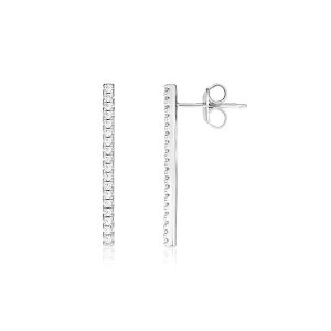 Unbranded 40479 Sterling Silver Bar Earrings With Cubic Zirconias