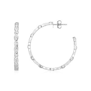 Unbranded 48356 Sterling Silver Hoop Earrings With Round And Marquise 