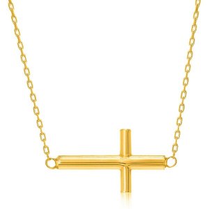 Unbranded 05449-18 14k Yellow Gold Necklace With A Polished Cross Desi