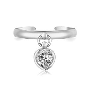 Unbranded 70075 Sterling Silver Rhodium Finished Heart Cubic Zirconia 