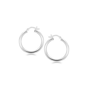 Unbranded 60942 Sterling Silver Rhodium Plated Polished Look Hoop Earr