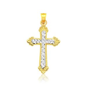 Unbranded 67365 14k Two Tone Gold Diamond Cut Cross Pendant