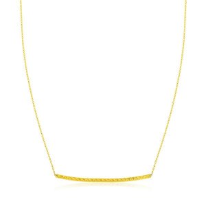 Unbranded 46994-17 14k Yellow Gold Thin Textured Bar Necklace Size: 17