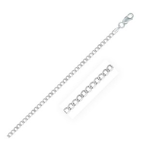 Unbranded 60698-24 Rhodium Plated 3.0mm Sterling Silver Curb Style Cha