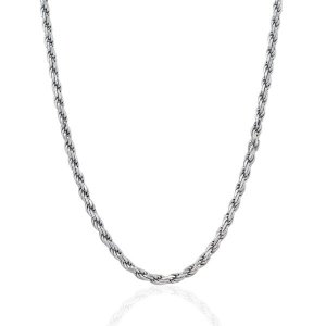 Unbranded 63614-20 Sterling Silver 3.6mm Diamond Cut Rope Style Chain 