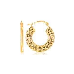 Unbranded 68634 14k Yellow Gold Greek Key Small Hoop Earrings