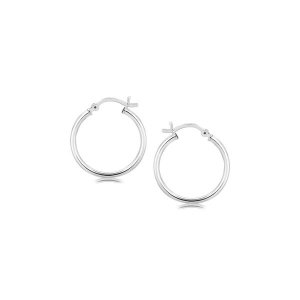 Unbranded 48525 Sterling Silver Polished Thin Hoop Earrings With Rhodi