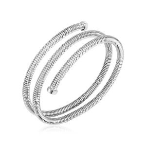 Unbranded 90636 Sterling Silver Serpentine Style Three Coil Bangle Bra