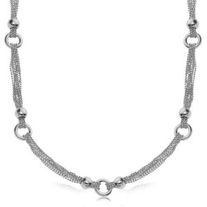 Unbranded 63790-18 Sterling Silver Rhodium Plated Multi Strand Bead Ch