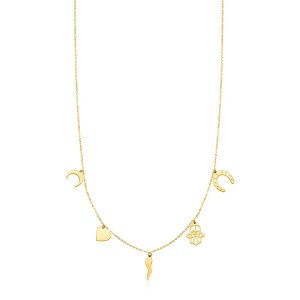 Unbranded 47678-18 14k Yellow Gold Necklace With Polished Charms Size: