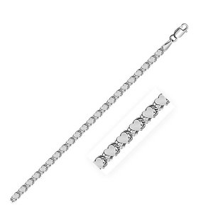 Unbranded 69935-5.5 2.9mm 14k White Gold Heart Bracelet Size: 5.5''