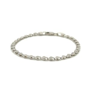 Unbranded 69935-5.5 2.9mm 14k White Gold Heart Bracelet Size: 5.5''