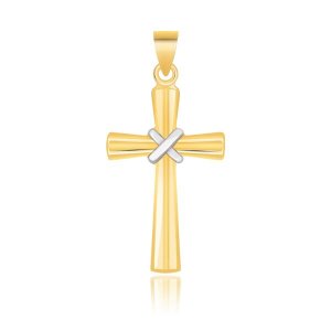 Unbranded 86769 14k Two-tone Gold Cross Pendant With A Center X Design