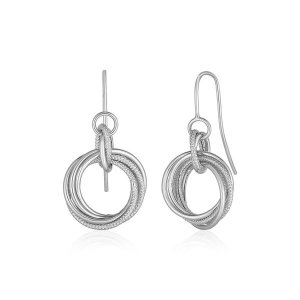 Unbranded 76389 14k White Gold Earrings With Interlocking Circle Dangl