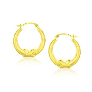 Unbranded 30943 10k Yellow Gold X Motif Round Shape Hoop Earrings