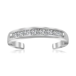 Unbranded 67658 Sterling Silver Rhodium Finished Toe Ring With White T