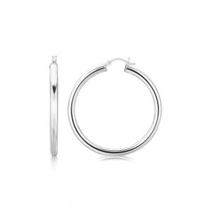 Unbranded 78335 Sterling Silver Rhodium Plated Thick Large Polished Ho